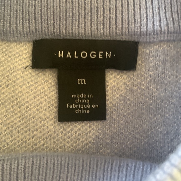 Halogen NORDSTROM Blue & White Abstract Cropped Sweater Long Sleeve Size M - Picture 4 of 10